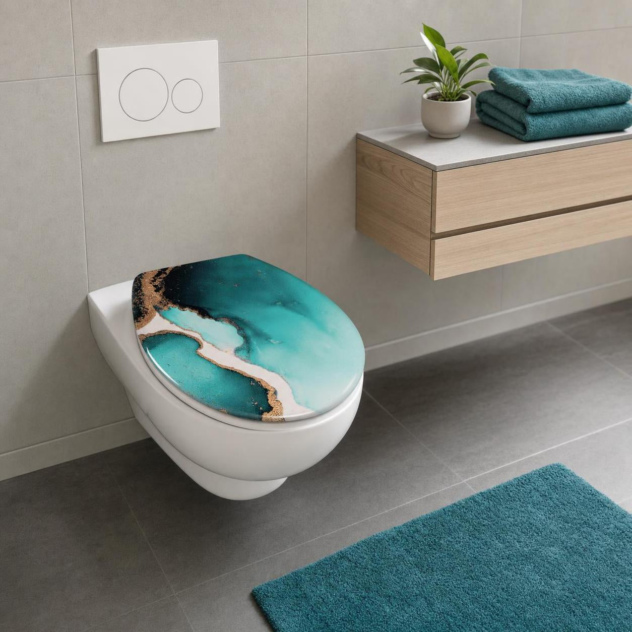 Kleine Wolke WC-Sitz – Duroplast, türkis, mit Deckel, Soft-Close, 37 × 45 × 5 cm