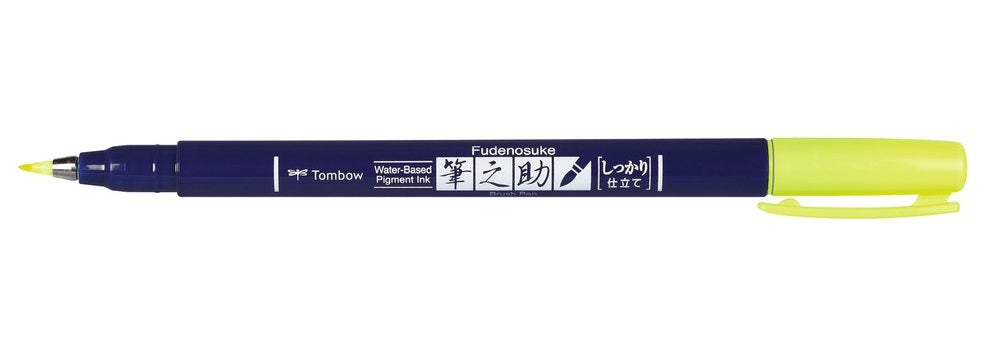 Tombow Fudenosuke (Hard) Pinselstift – Wasserbasiert, Neongelb