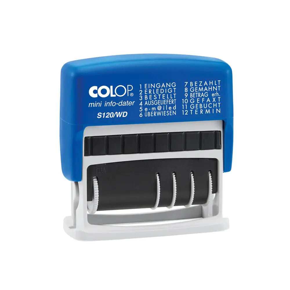Colop Mini Dater S120/WD – Selbstfärbender Wort- & Datumstempel, Schrifthöhe 4 mm – Abdruck 42 × 4 mm – schwarz