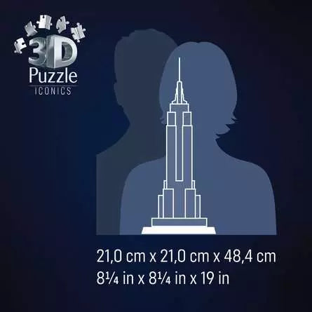 Ravensburger Iconics 3D Puzzle Empire State Building Light – 216 Teile – 20,9 × 48,5 × 20,9 cm – ab 10 J.