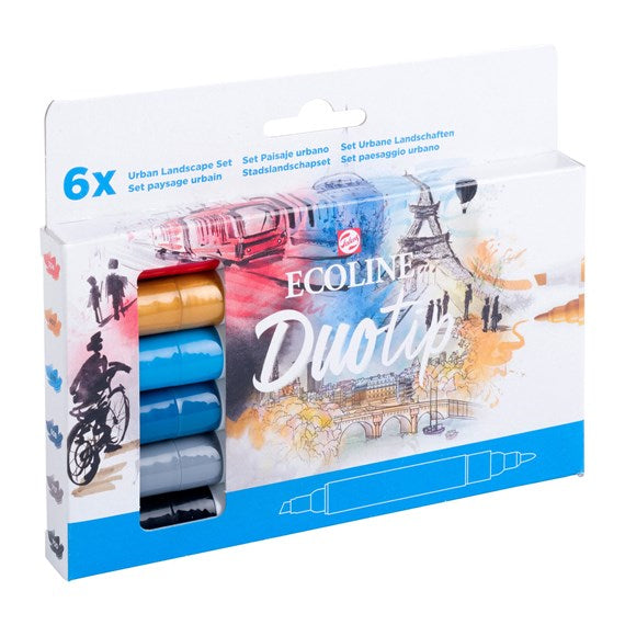 Talens Ecoline Duotip Urban Landscape 11609913 Doppelfasermaler – Duo-Spitze, 6er Set