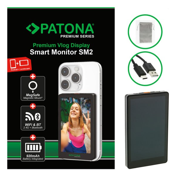 PATONA SM2 Kameramonitor – 3,97" 480 × 800 – 300 cd/m² – USB-C – für Panasonic Camcorder
