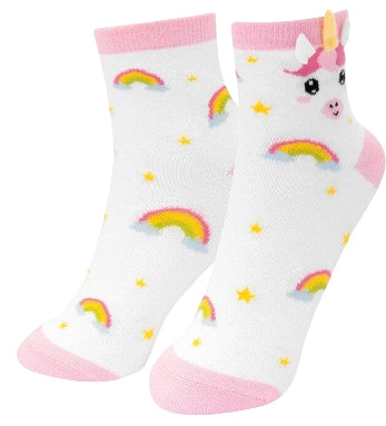Sheepworld Zaubersocken Einhorn – Grösse 30–35, Weiss, 80% Baumwolle/15% Nylon/5% Elasthan, 4 Paar
