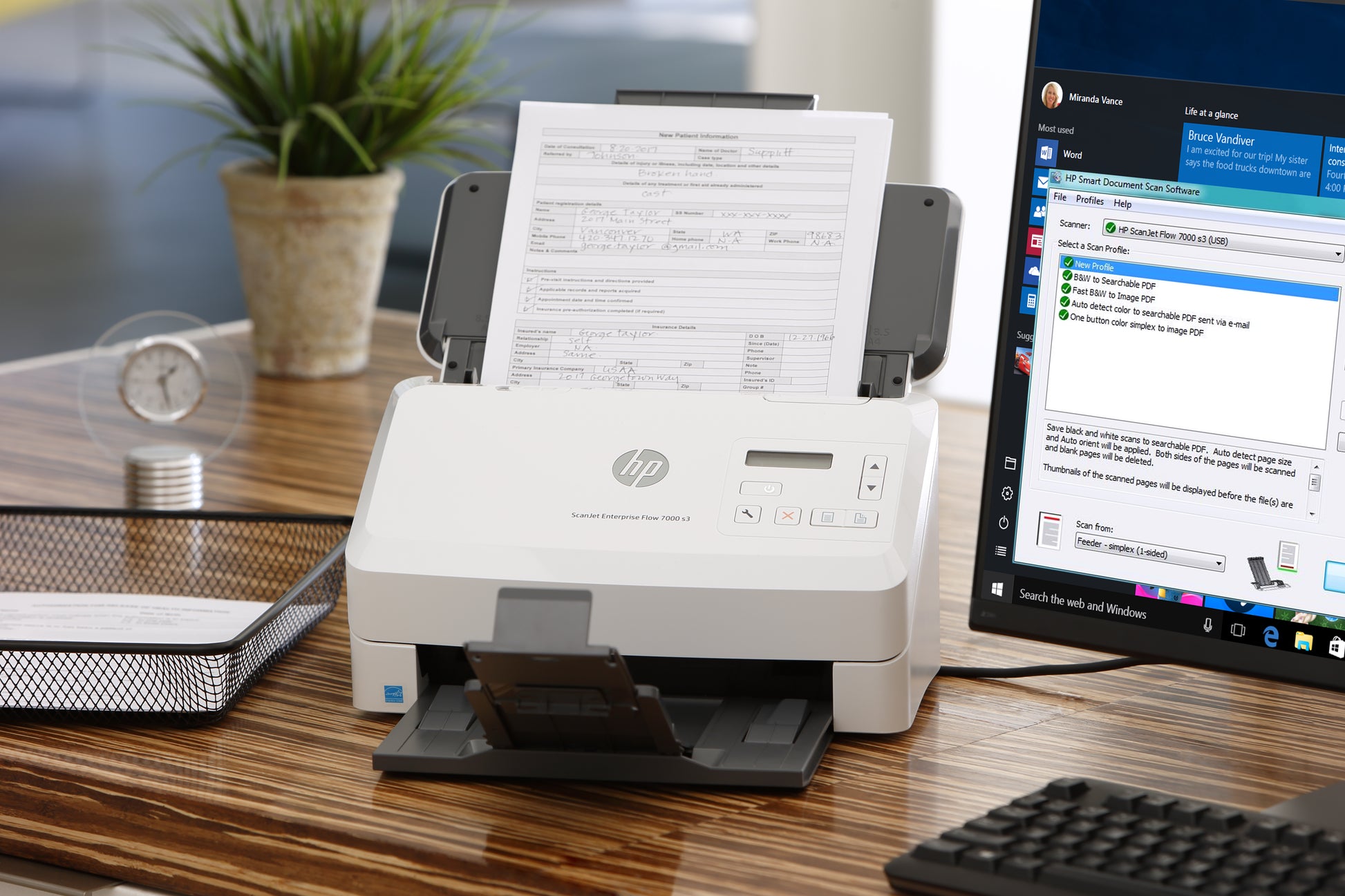 HP ScanJet Enterprise Flow 7000 s3 – Einzugsscanner, A4, Duplex, 75 ppm, ADF 80 Blatt, USB