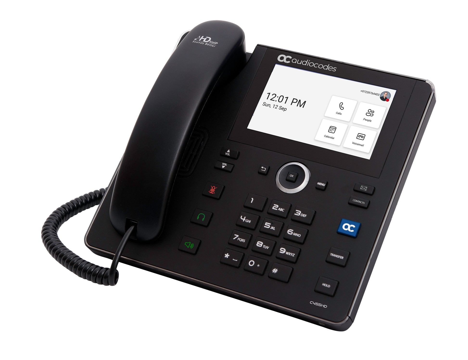 AudioCodes C455HD – IP-Telefon mit integriertem Bluetooth für Microsoft Teams, PoE