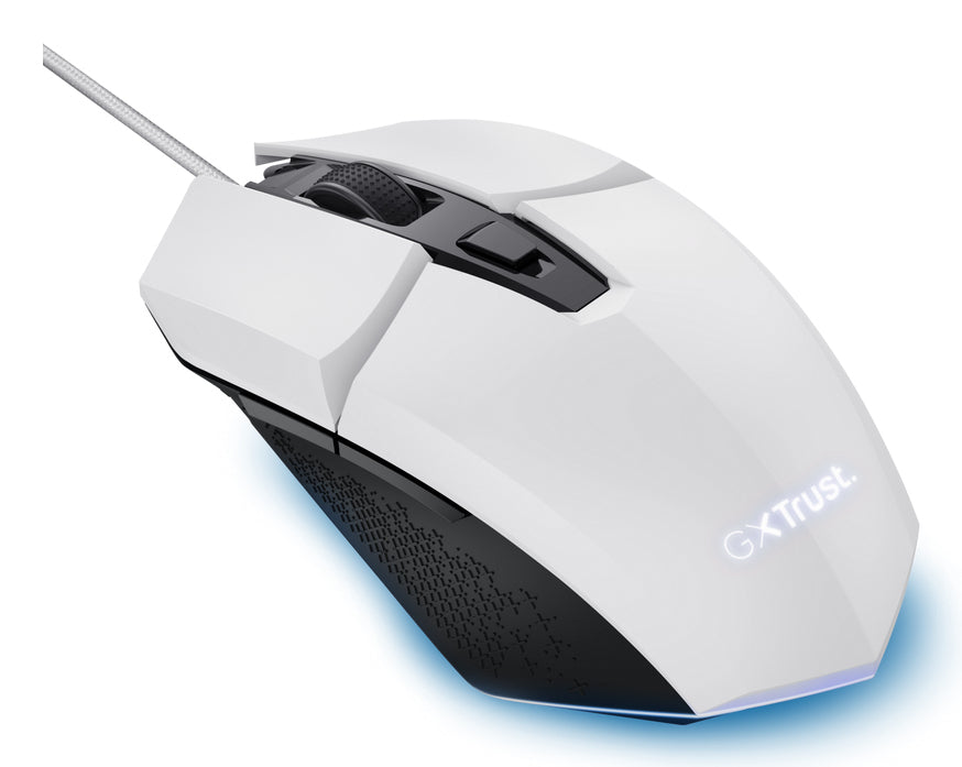 Trust GXT109 Felox – Gaming-Maus – Kabelgebunden (USB‑A), 6400 DPI, RGB-Beleuchtung, rechts, Weiss, Schwarz