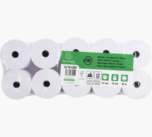 Exacompta Thermorolle – 57 mm × 40 m, Kern 12 mm – 10 Stk.