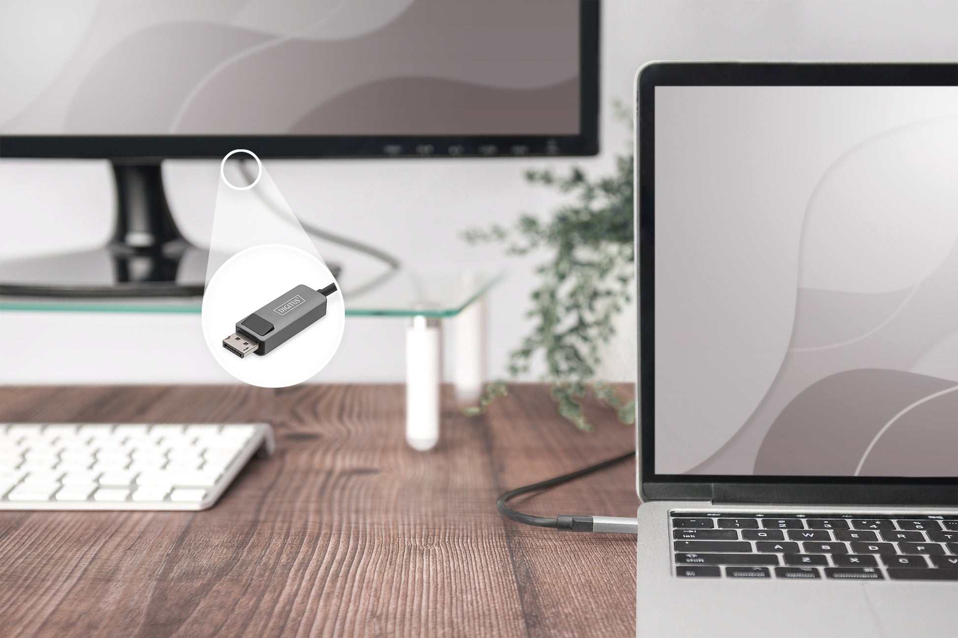 Digitus USB-C auf DisplayPort Adapter, HBR3, 8K@30 Hz, 1 m, Aluminiumgehäuse