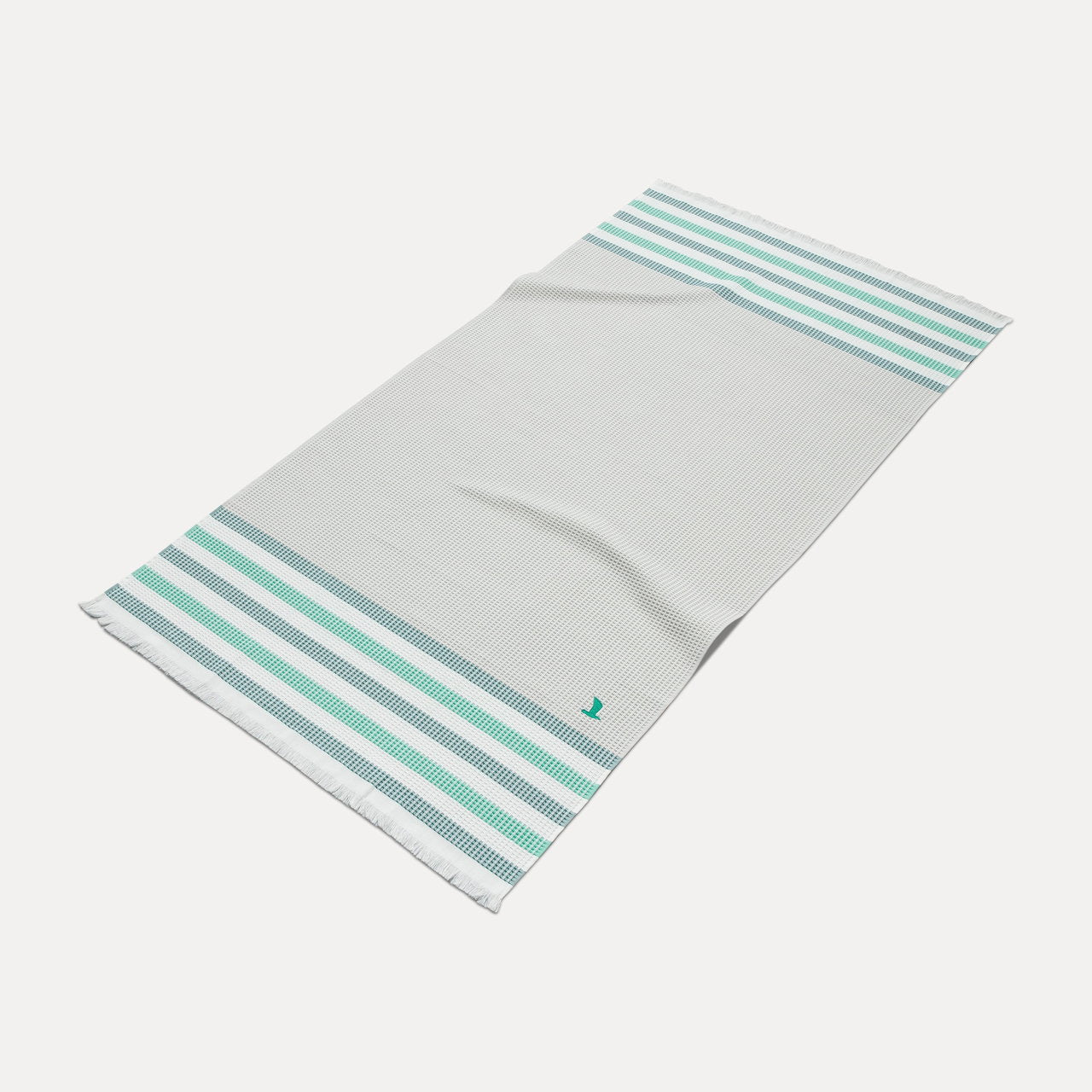 Möve Strandtuch Summer Daylight – 90 × 180 cm, Grün/Weiss, Baumwolle, 270 g/m²