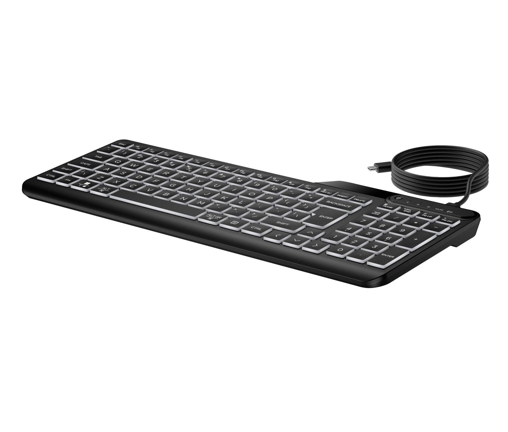 HP 405 – Tastatur – Membran, kabelgebunden – USB-C – beleuchtet – Schwarz