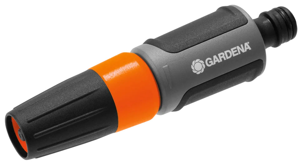 Gardena Garten-Wassersprühdüse – stufenlose Flusskontrolle, frostgeschützt, für 1/2", 5/8", 3/4", grau/orange