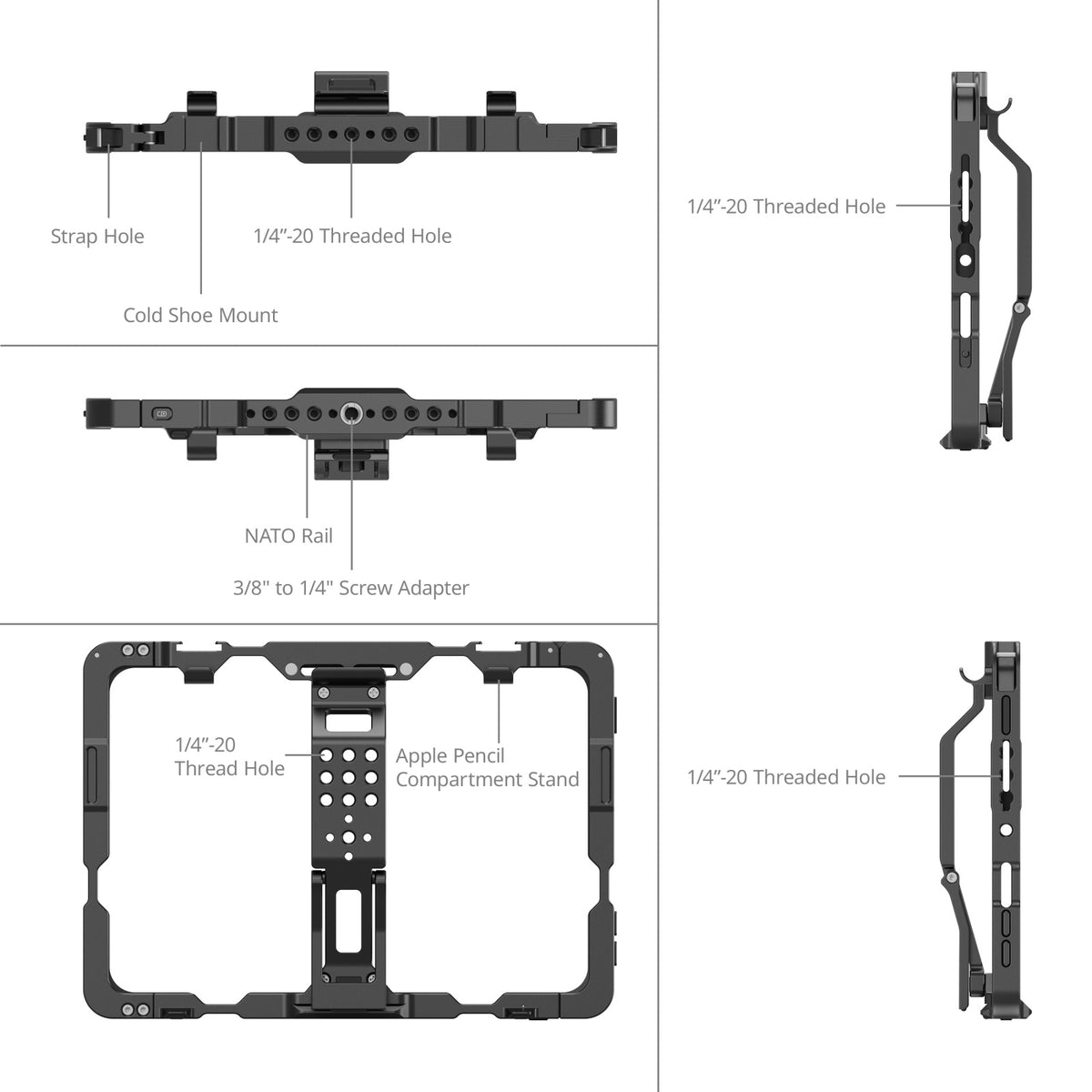 SmallRig Tablet-Tischhalterung für iPad mini 6 (8,3", A17 Pro) – 1/4-20 Gewinde – Schwarz