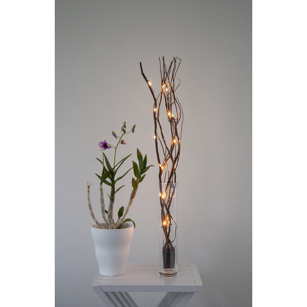 Star Trading Lichterkette/Dekolicht Willow – 60 cm, 0,38 W, Warmweiss, Braun, 24 LEDs, batteriebetrieben