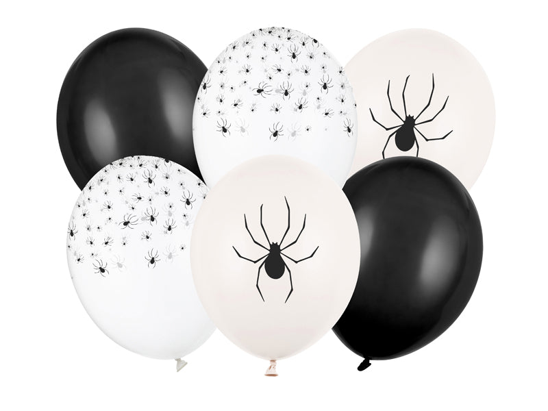 PartyDeco Luftballons Spinnen – Schwarz, Weiss – Ø 30 cm – Latex – 6 Stk