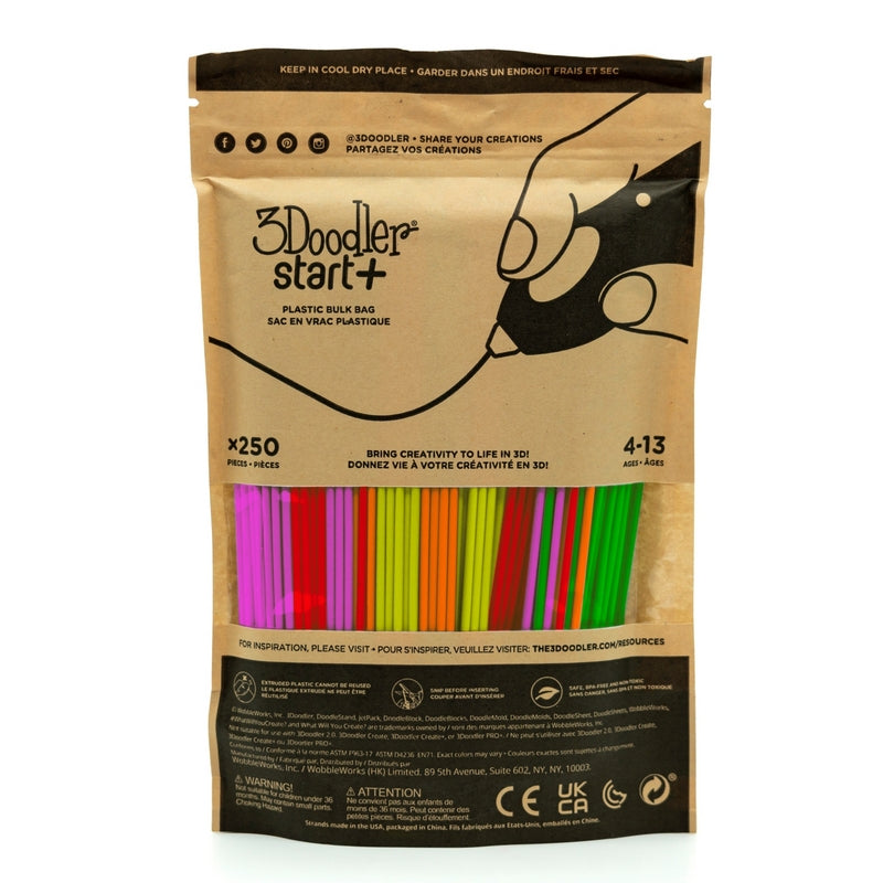 3Doodler 3D-Drucker-Filament Start+ PLA 2,5 mm Mehrfarbig, opak – für 3Doodler Start, 3Doodler 3D Build&Play