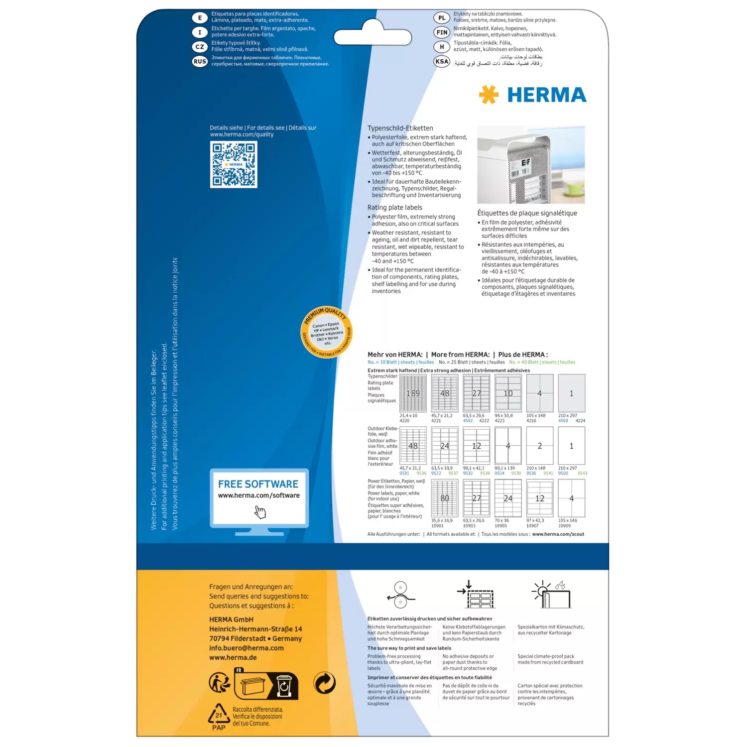 HERMA Selbstklebende Etiketten, Silber, 10 Stück