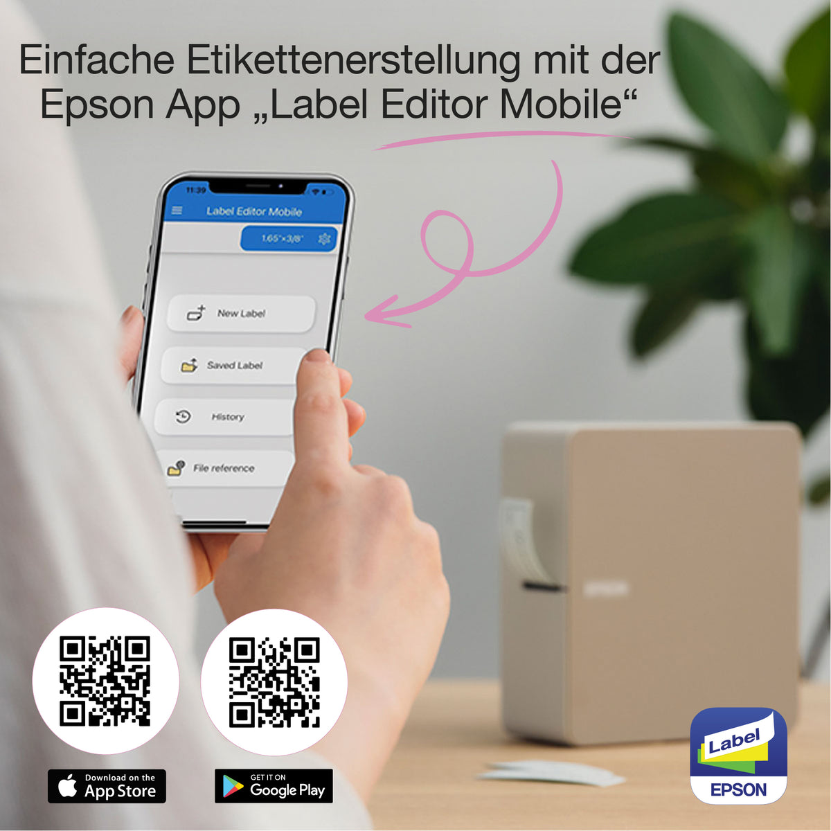 Epson LW-C410 – Beschriftungsgerät, bis 18 mm, 180×180 dpi, 9 mm/s, Bluetooth, Autoabschneider