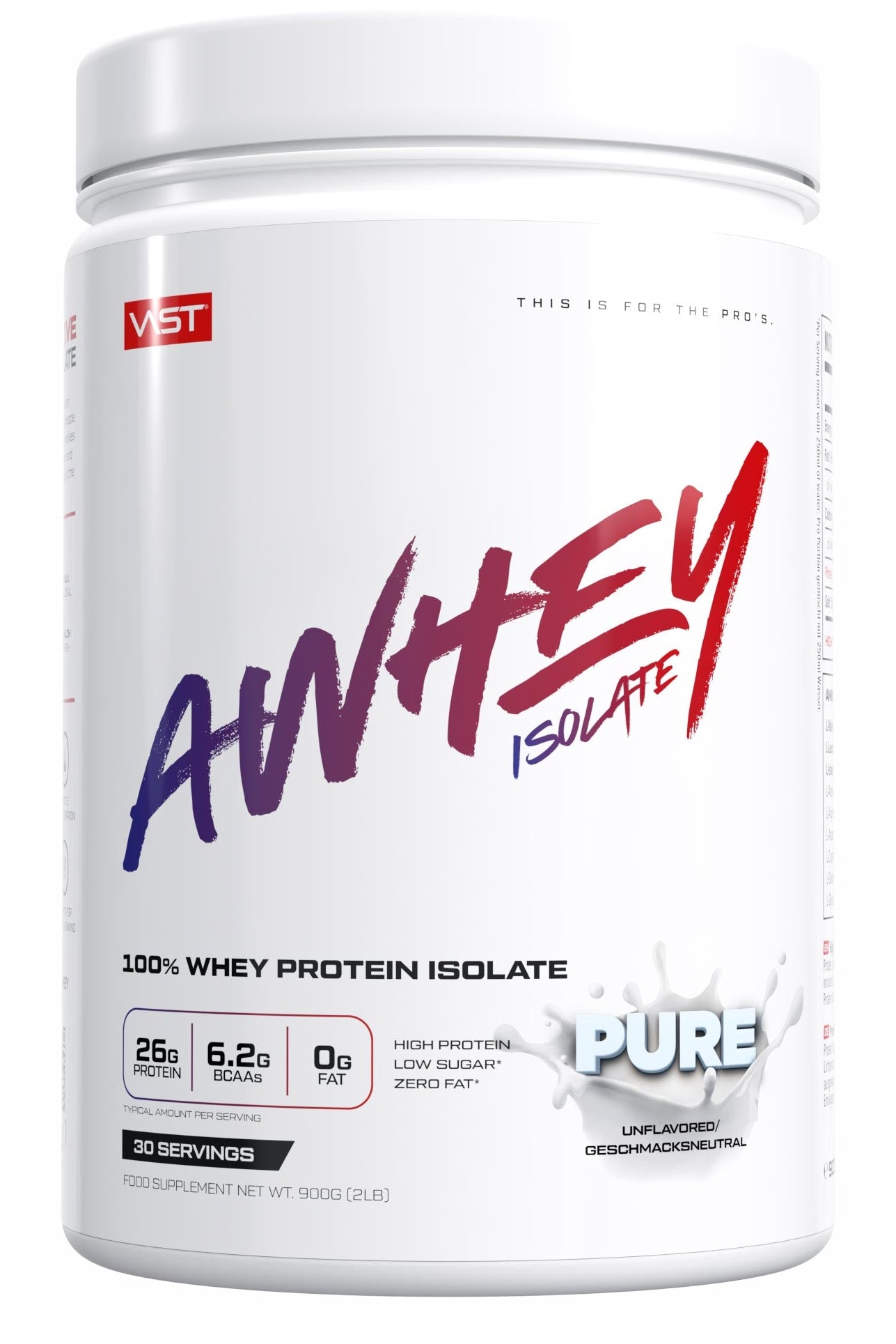 VAST Sports Whey Protein Isolat – Neutral – 900 g
