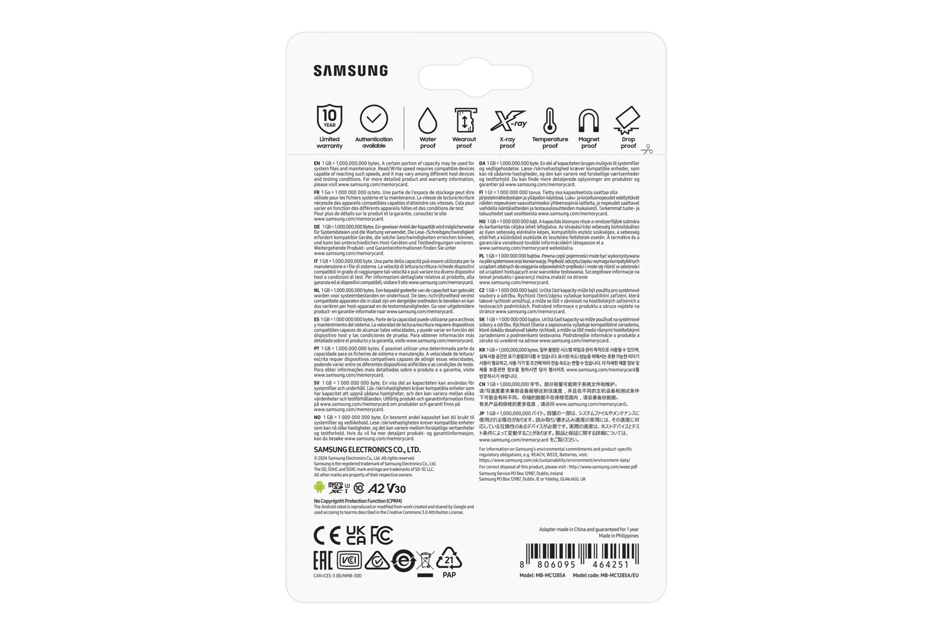 Samsung EVO Plus microSDXC 128 GB – UHS-I, U3, V30, A2, 160/130 MB/s, inkl. SD-Adapter