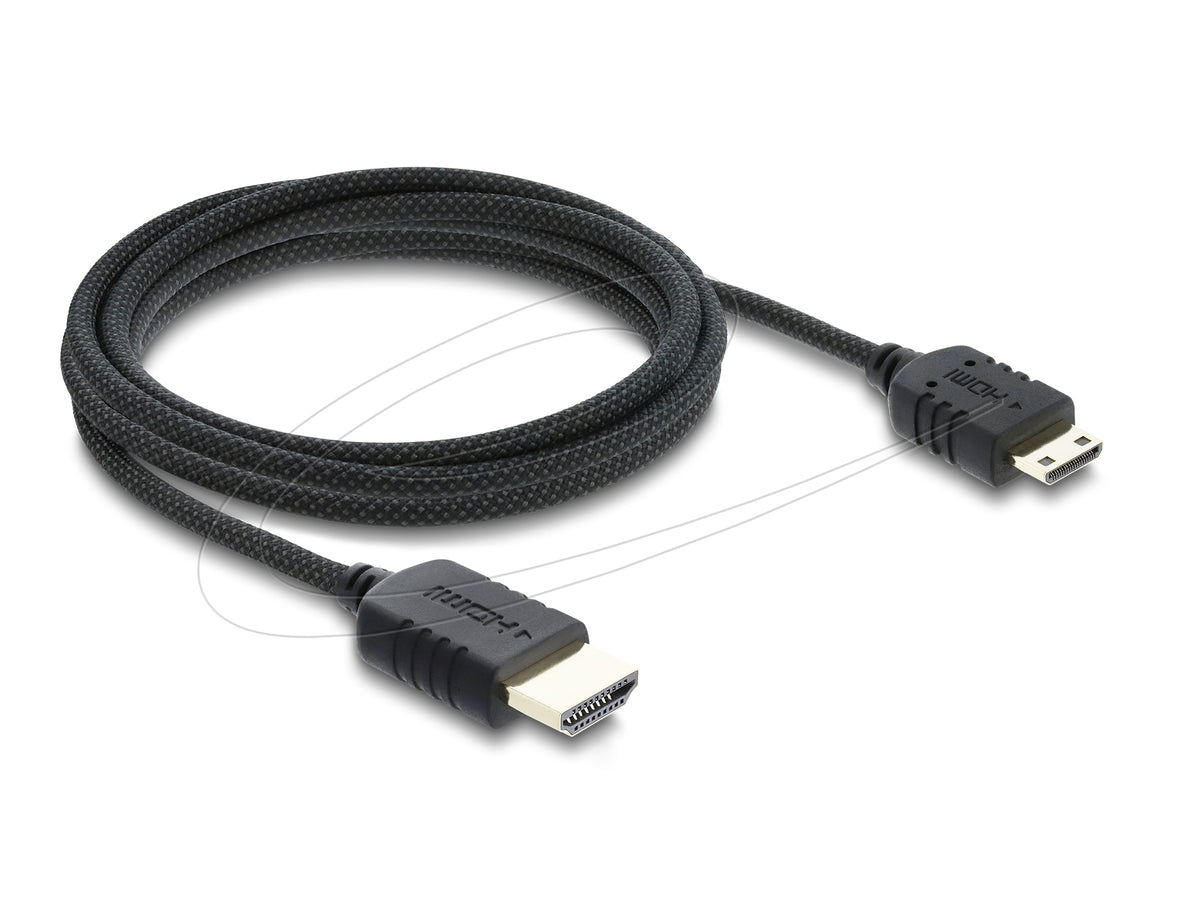 DeLOCK Mini-HDMI auf HDMI Kabel – HDMI 2.1 – 8K 60 Hz – 2 m – HDR, ARC