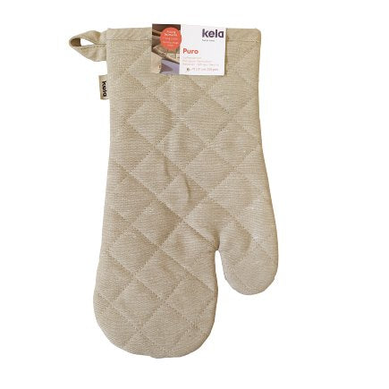 Kela Ofenhandschuhe S/M, 31 × 18 cm, Baumwolle/Leinen, Beige