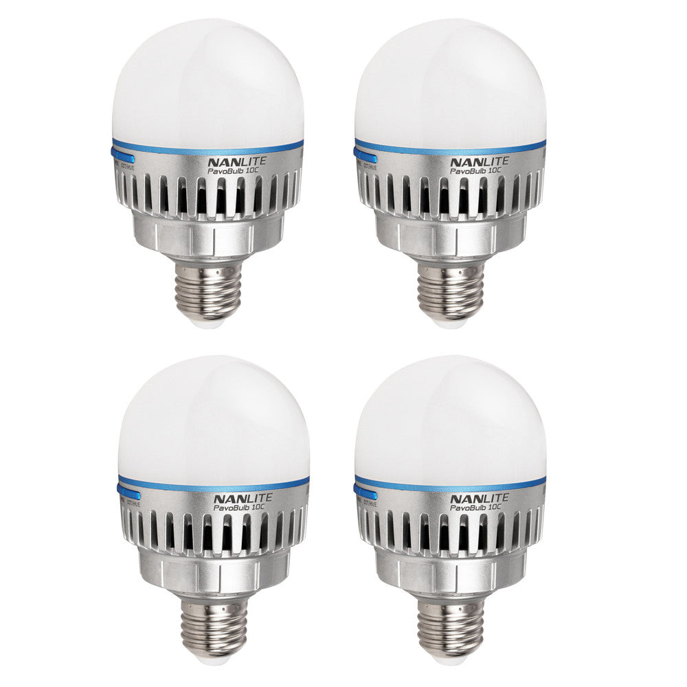 Nanlite PavoBulb 10C LED-Birne – 10 W, 2700–7500 K, CRI 95 – dimmbar, E27 – Weiss – 4er-Pack