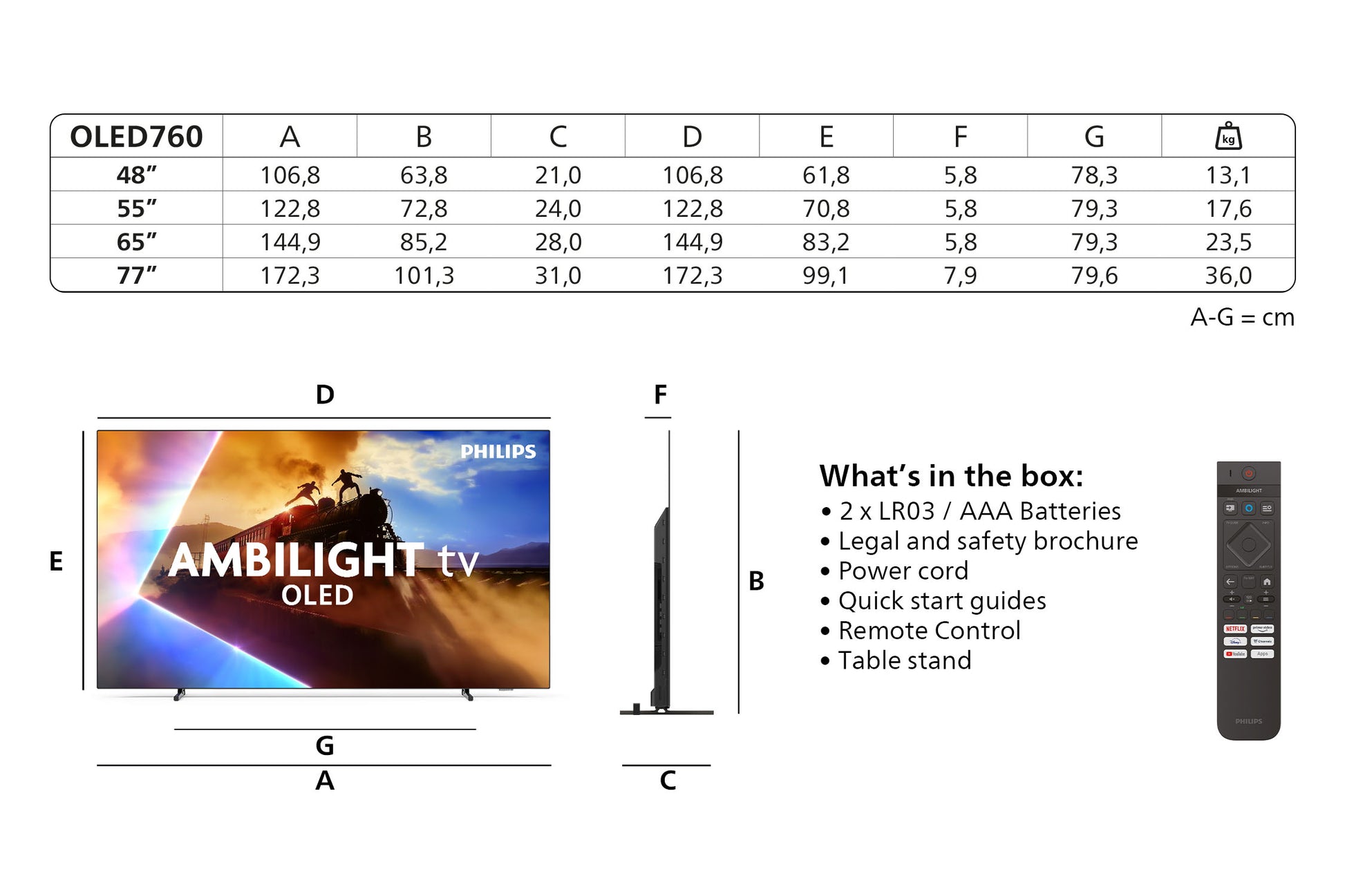Philips 55OLED760/12 – 55" OLED UHD 4K, Titan OS, Ambilight (2025)