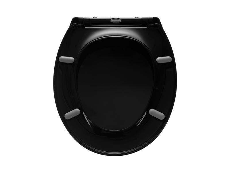 COCON F01450 – Toilettensitz – Polypropylen, schwarz, mit Absenkautomatik, mit Deckel, 37,1 × 44,4 × 4,8 cm