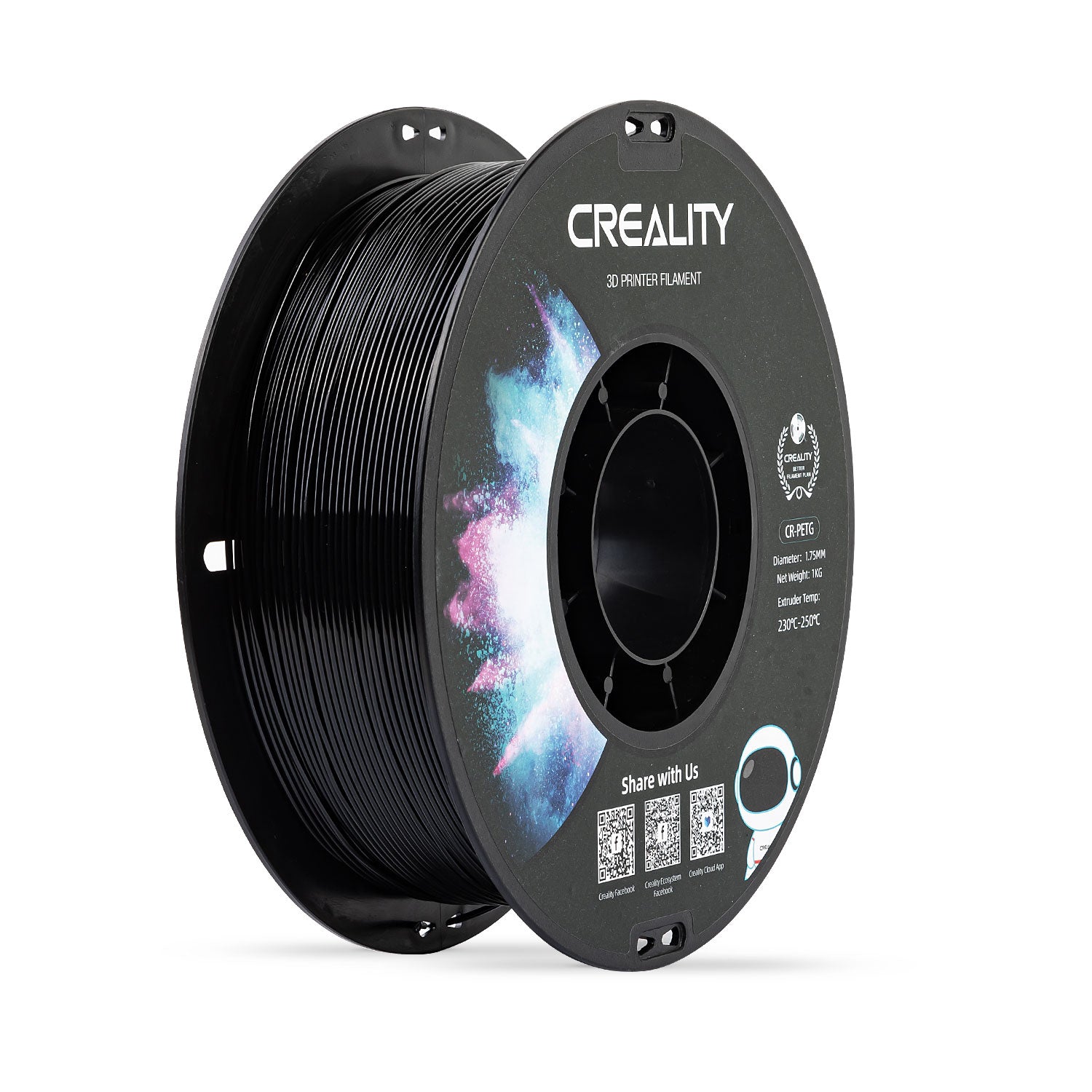 Creality 3D-Drucker-Filament PETG 1,75 mm Schwarz, 1 kg – für Creality 3D, FDM-3D-Drucker