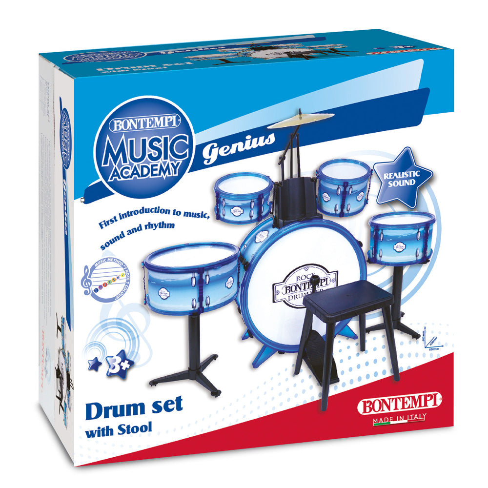 Bontempi Schlagzeug-Set – 6-teilig – 65 × 68 × 85 cm – ab 3 Jahren – Kunststoff, mehrfarbig