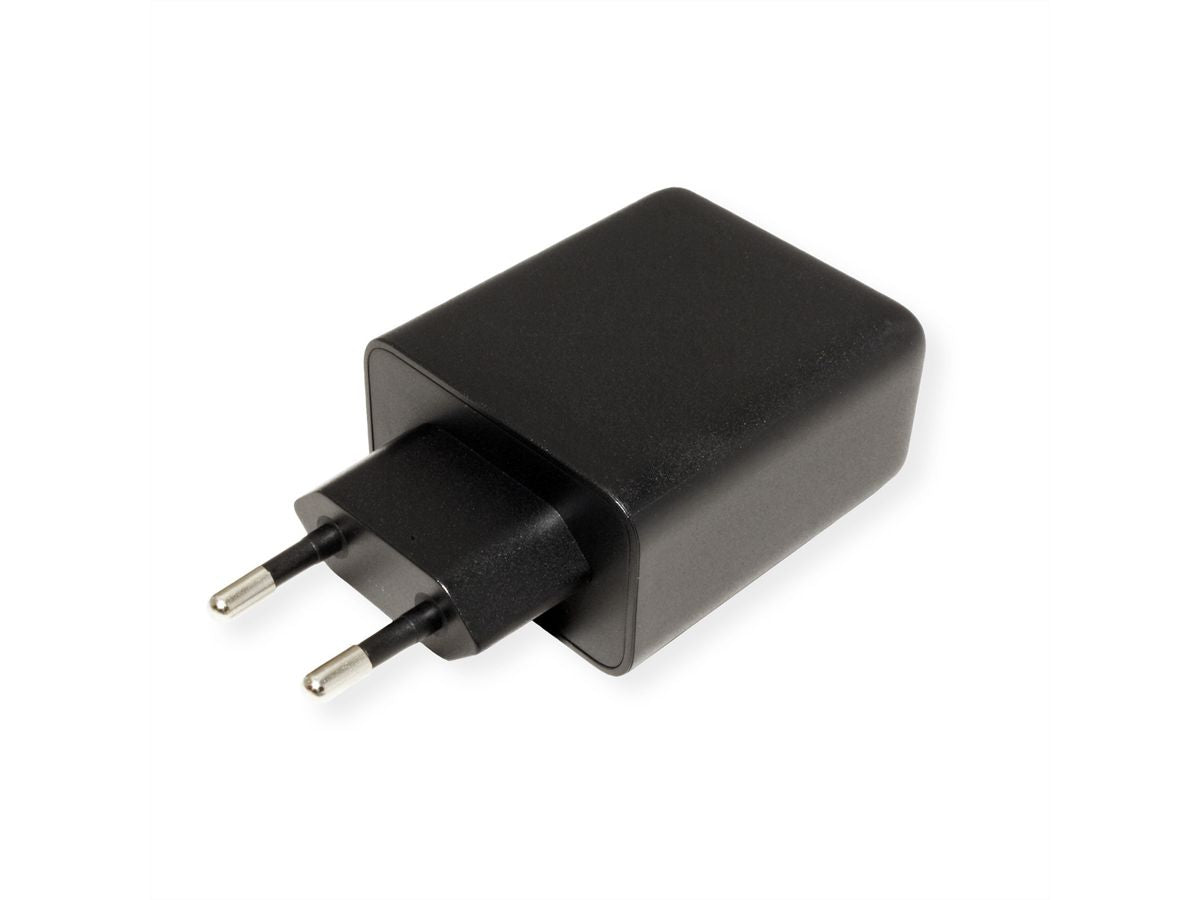 VALUE USB-Wandladegerät 65 W – USB-C×2, USB-A×1 – PD, GaN – EU-Stecker (Typ C) – Schwarz