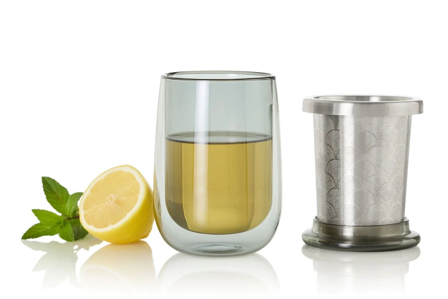 AdHoc Teeglas TK65 – 400 ml, Ø 10,0 cm, Borosilikatglas/Edelstahl, mit Deckel, doppelwandig
