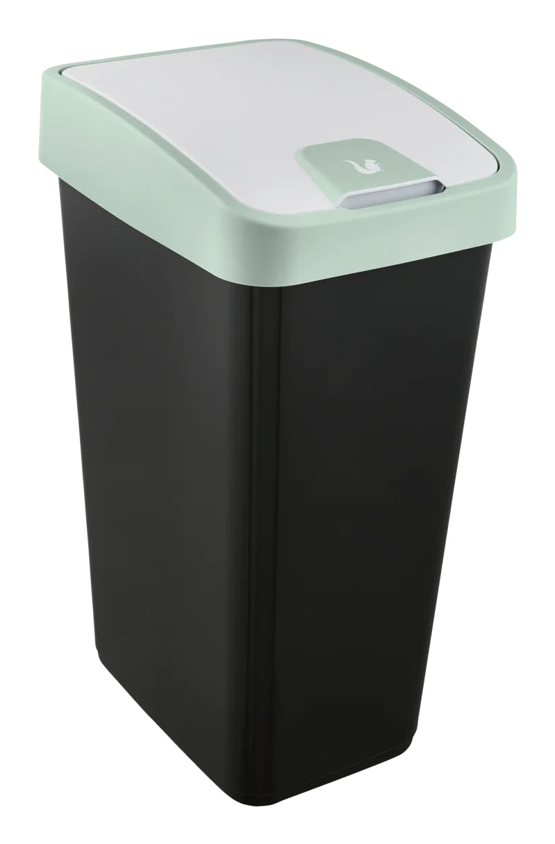 keeeper Schwingdeckel-Abfalleimer Magne – 45 l – Kunststoff, Rechteckig – Grün/Schwarz