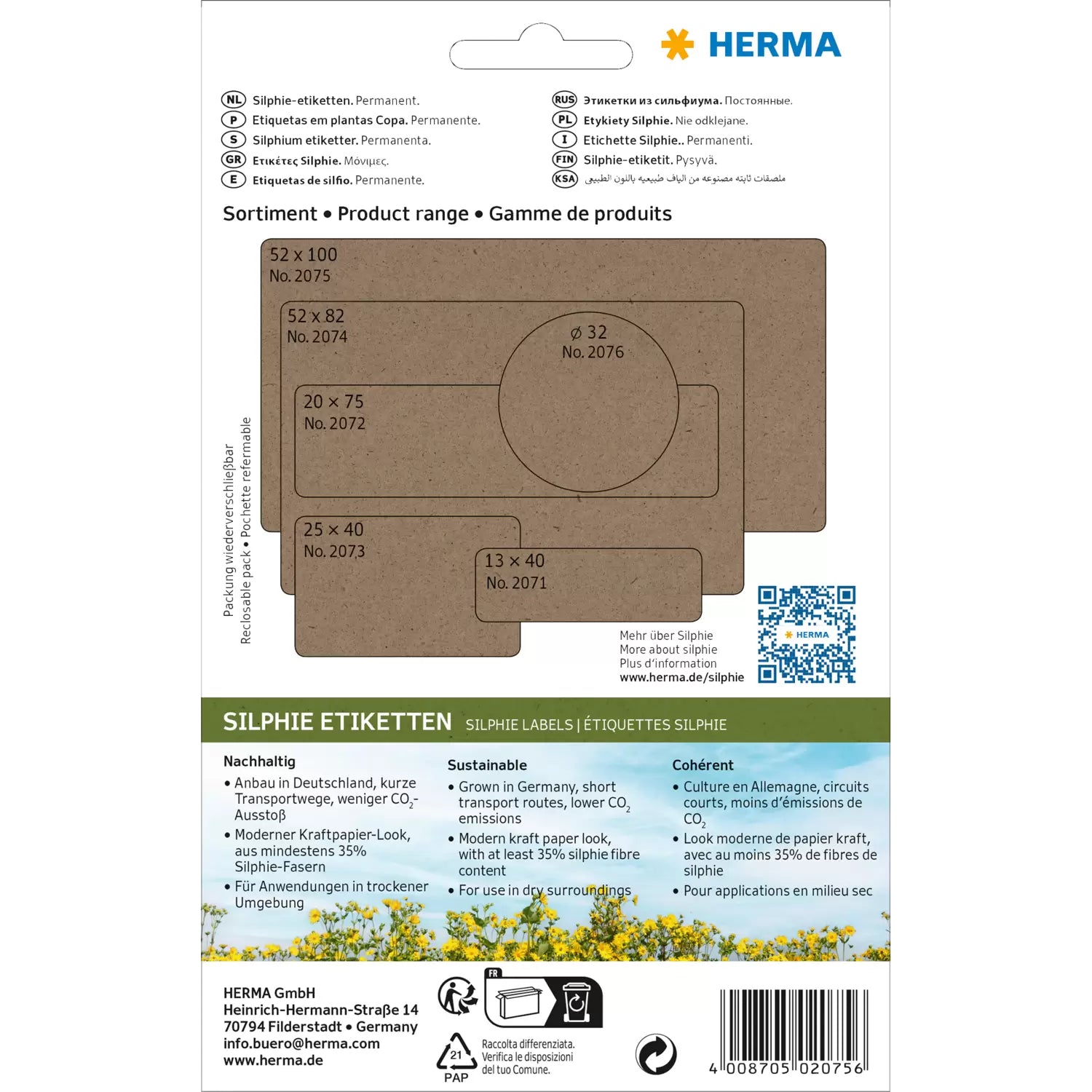 HERMA Schuletiketten – 52 × 100 mm, Abgerundete Ecken, 72 Stk, 24 Bogen, Papier