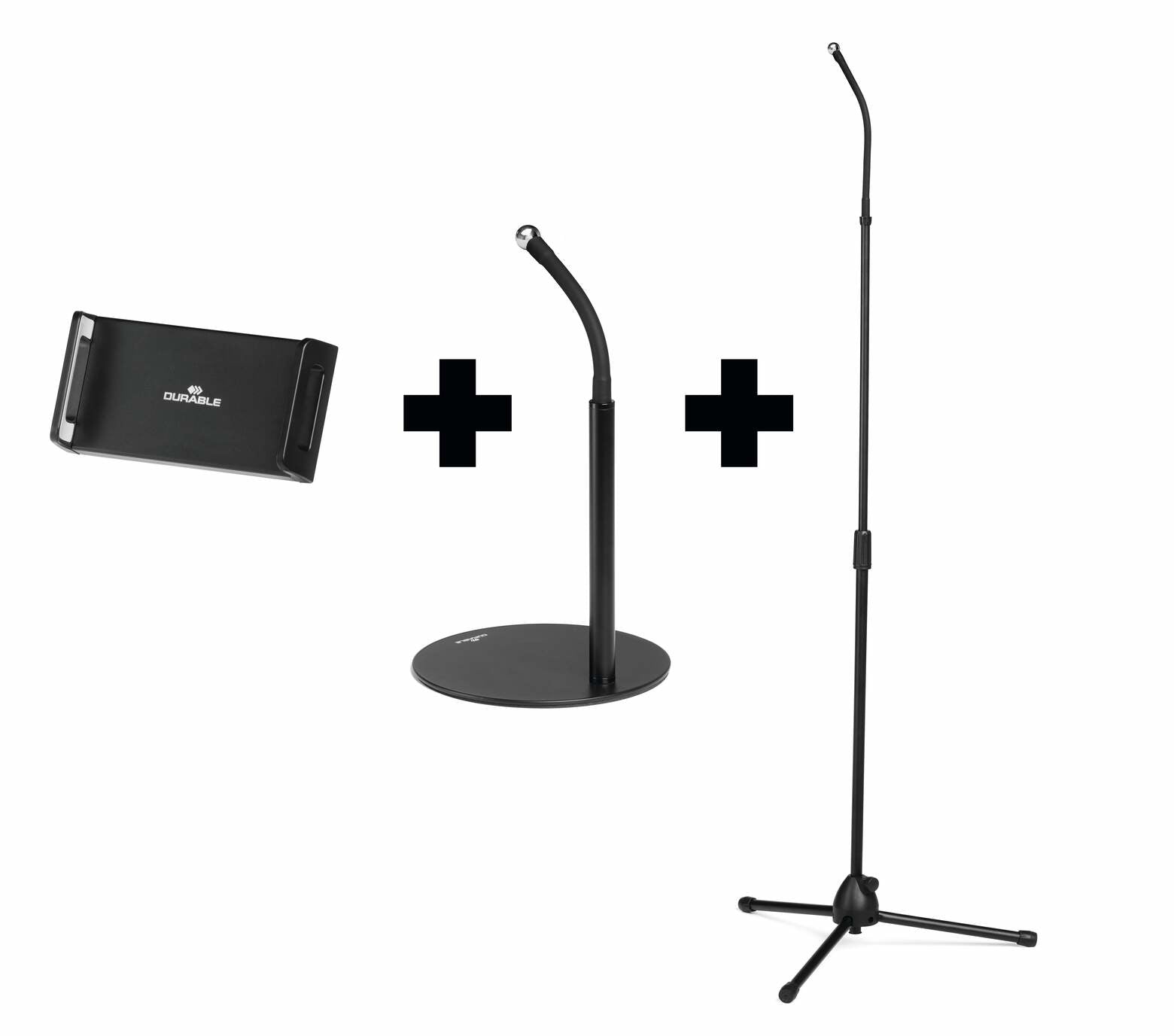 Durable TWIST COMBI Tablet-Tischhalterung für 4,7–13" – 360° drehbar, Hoch-/Querformat – Schwarz