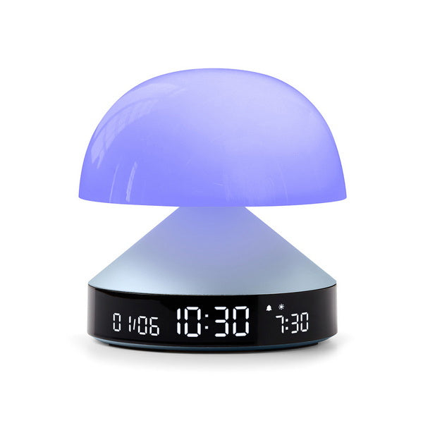 LEXON Lichtwecker Mina Sunrise – digital – 11 × 11 × 11 cm, hellblau, USB, 5 Wecktöne