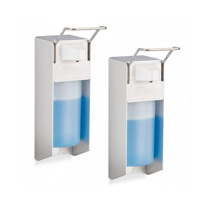 Relaxdays Desinfektionsmittelspender – Wandmontage – 500 ml, Weiss, Aluminium/Kunststoff