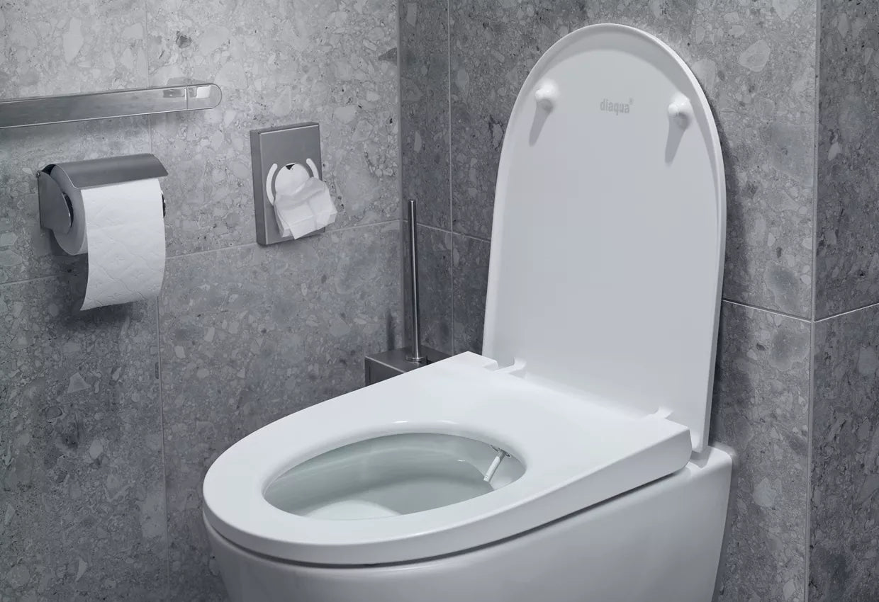 Diaqua Toilettensitz – Duroplast, weiss, verlängert, mit Deckel, Soft-Close, 42–48,3 × 37 cm