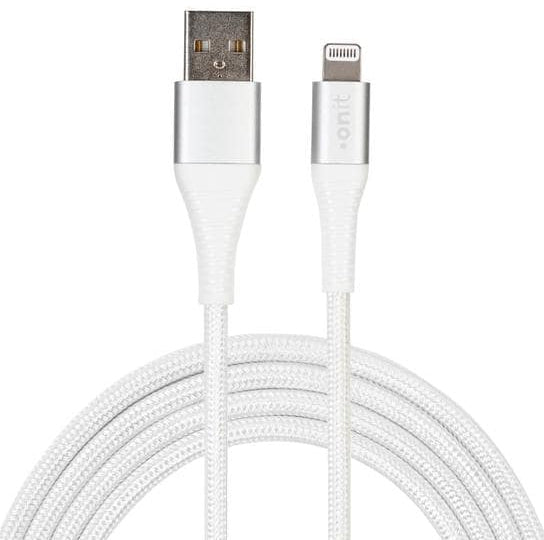ONIT Daten- & Ladekabel – USB-A auf Lightning 2 m, PD 12 W, geflochten, Weiss – für iPhone/iPad