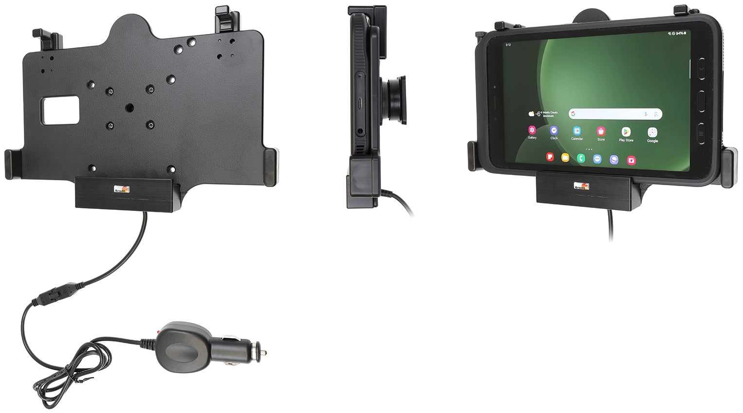 Brodit Fahrzeug-Dock für Samsung Galaxy Tab Active 5 (SM‑X300/SM‑X306B) und Galaxy Tab Active 3 (SM‑T570/SM‑T5)