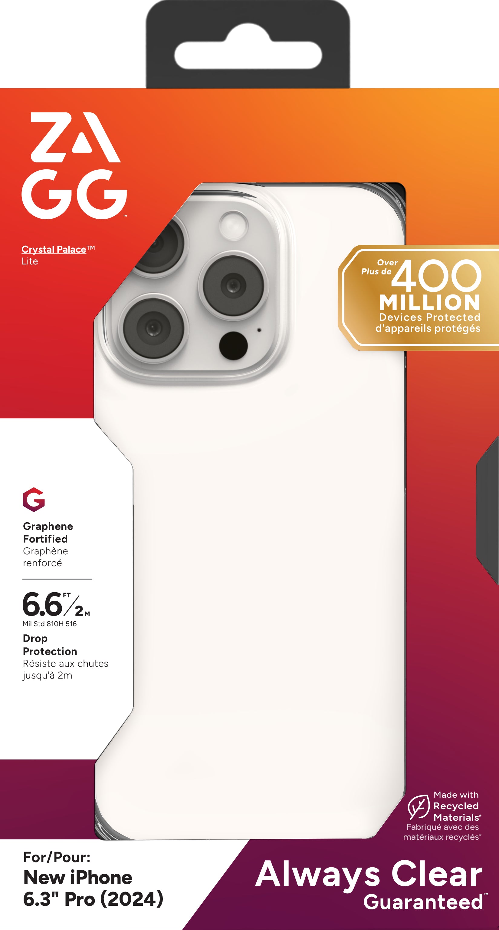 ZAGG Backcover LITE – für Apple iPhone 16 Pro – Crystal Palace, transparent