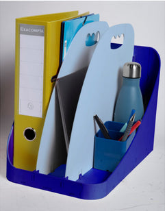 Exacompta Flex Box Aufbewahrungsbox – 3 Fächer, Blau, Kunststoff, B 388 × H 315 × T 225 mm