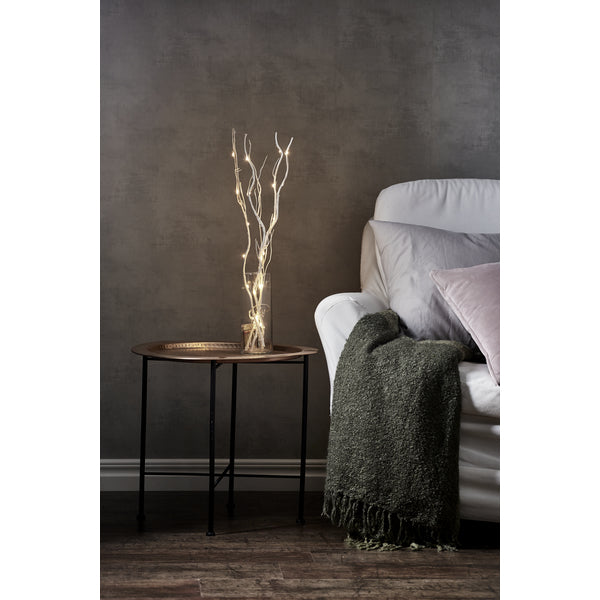 Star Trading Dekorativer Zweig Willow – 60 cm, 0,38 W, warmweiss, beige, 24 LEDs, batteriebetrieben
