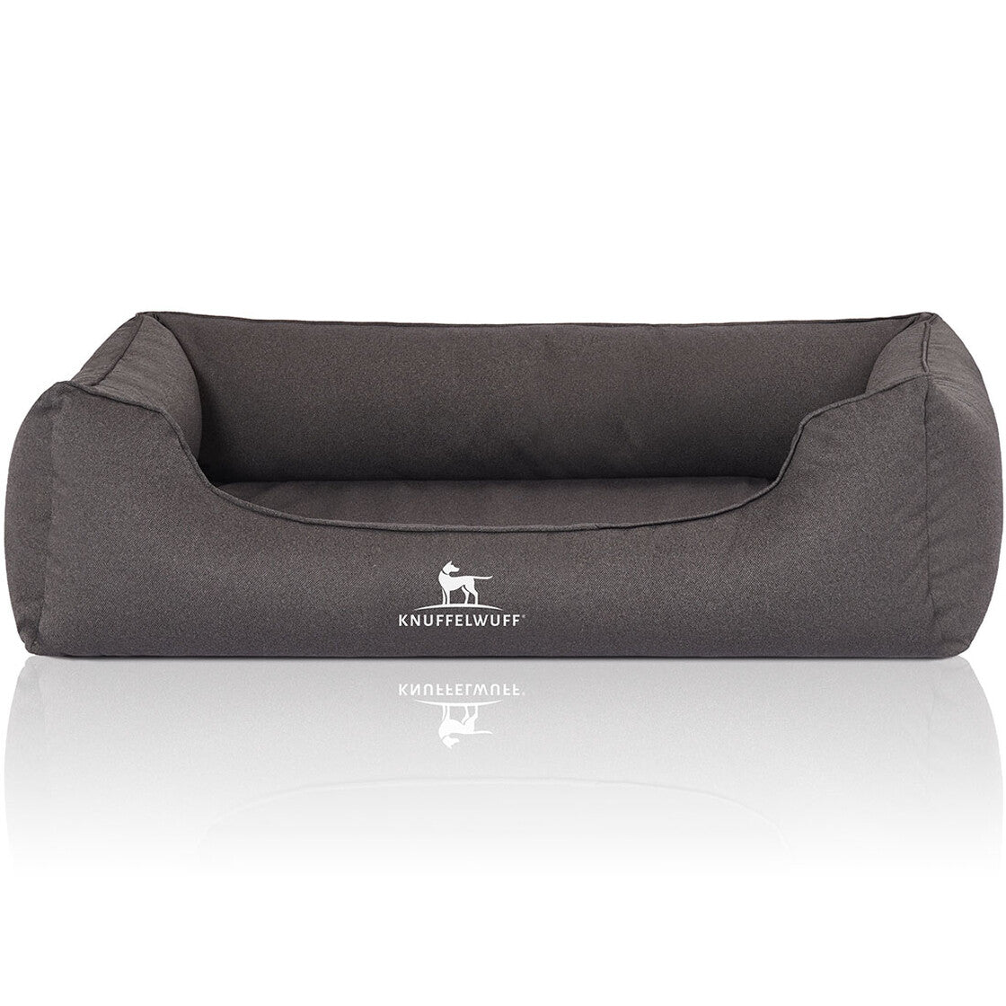 Knuffelwuff Ortho.Bett Leon XXXL Bett – 105 × 155 cm, Velour, Schaumstoff, Abnehmbarer Bezug, Anthrazit