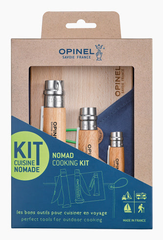Opinel 5-teiliges Messerset, Edelstahlklingen, Holzgriff, inkl. Schneidebrett