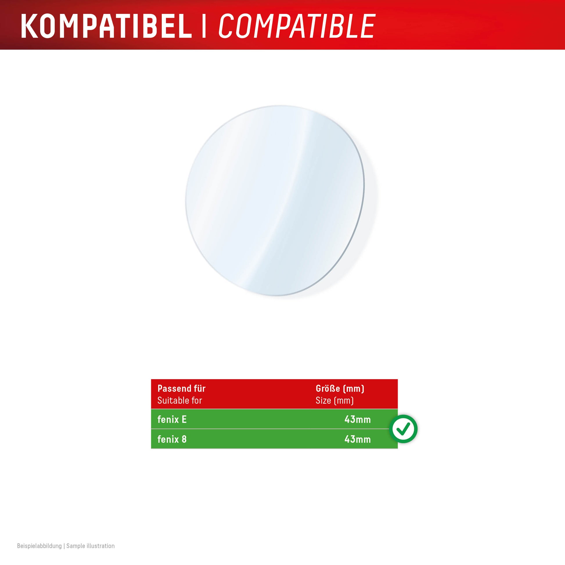 Displex Displayschutz 43 mm – Gehärtetes Glas, Transparent, für Garmin fenix 8 und fenix E
