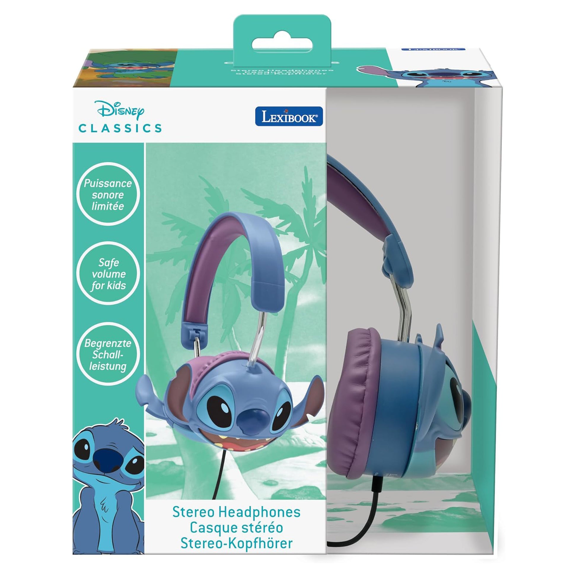 Lexibook Disney Stitch HP015D Kinderkopfhörer – On-Ear, Kabelgebunden, 3,5 mm Klinke, 85 dB Lautstärkebegrenzung, Blau