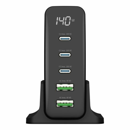 Ansmann DC5140PD Netzteil – 140 W, 1× USB-C + 4× USB-A, GaN