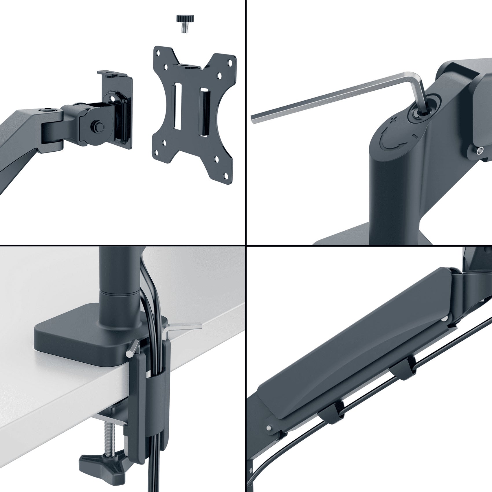Leitz Ergo 65380089 – Monitorarm, Tischklemme/Tischdurchführung, bis 32", VESA 75 × 75/100 × 100 mm, 9 kg