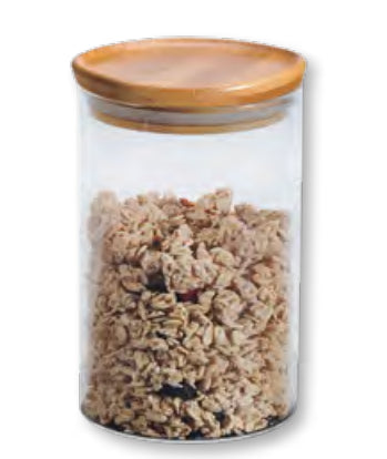 Kesper Vorratsdose Ø 10 × 16 cm, Glas/Bambus, Transparent/Bambus